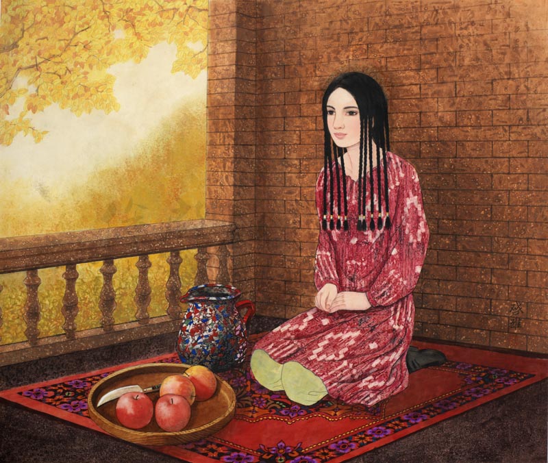 吐鲁番的苹果红了